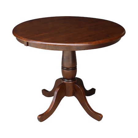 International Concepts Round 36 in Rd Top Pedestal Table, 12 in Leaf, 28.9 inH, Dining Height, Espresso, 36 W, 48 L, Wood K581-36RXT